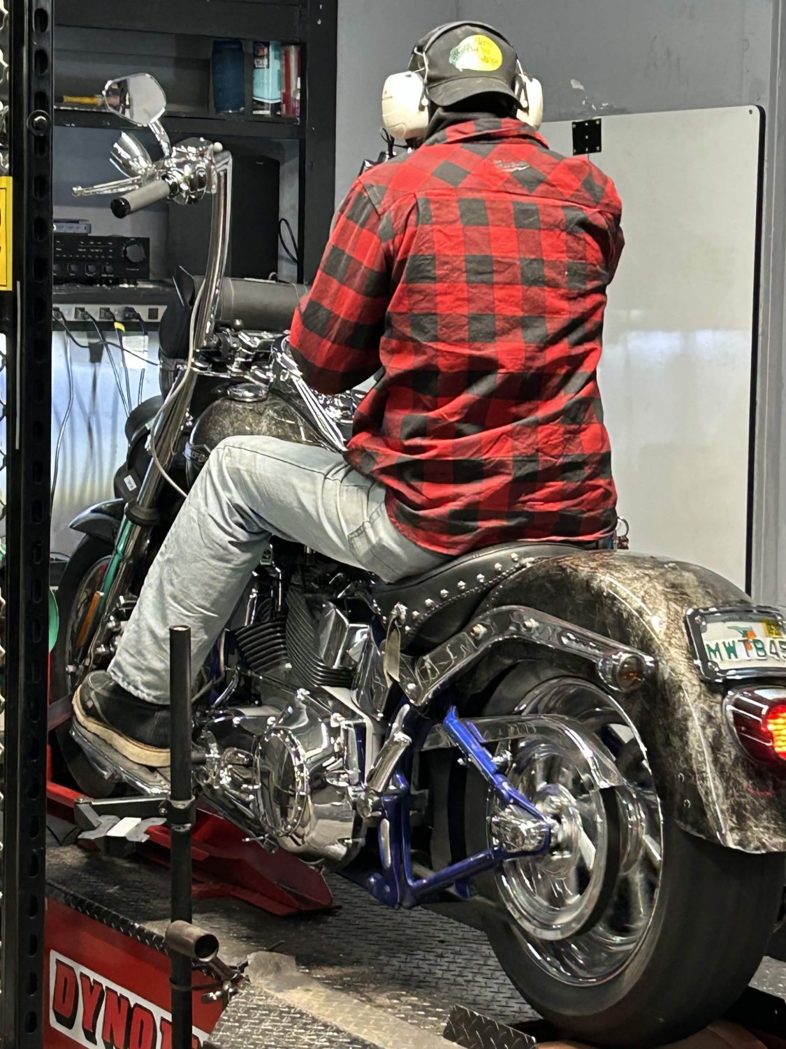 Customer bike strapped to the dyno at Thunderhorse Tuning